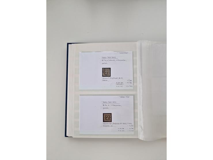 Baden bis Taxis, ungebrauchte und gestempelte Sammlungsbestand, jedes Stück mit ausführlicher Beschriftung auf Karten montier