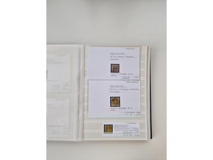 Baden bis Taxis, ungebrauchte und gestempelte Sammlungsbestand, jedes Stück mit ausführlicher Beschriftung auf Karten montier