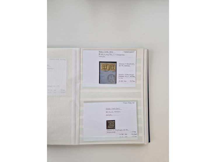 Baden bis Taxis, ungebrauchte und gestempelte Sammlungsbestand, jedes Stück mit ausführlicher Beschriftung auf Karten montier