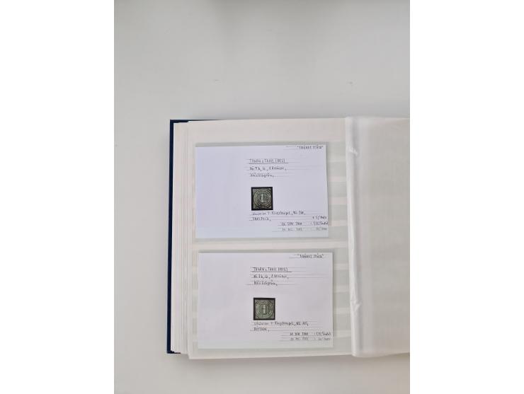 Baden bis Taxis, ungebrauchte und gestempelte Sammlungsbestand, jedes Stück mit ausführlicher Beschriftung auf Karten montier