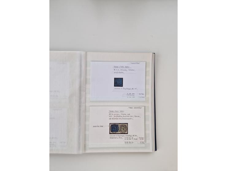 Baden bis Taxis, ungebrauchte und gestempelte Sammlungsbestand, jedes Stück mit ausführlicher Beschriftung auf Karten montier