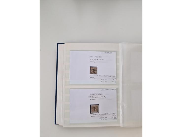 Baden bis Taxis, ungebrauchte und gestempelte Sammlungsbestand, jedes Stück mit ausführlicher Beschriftung auf Karten montier