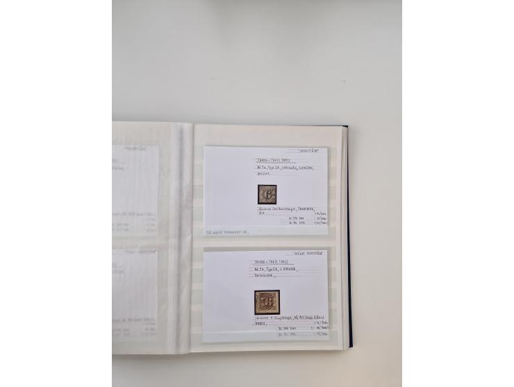Baden bis Taxis, ungebrauchte und gestempelte Sammlungsbestand, jedes Stück mit ausführlicher Beschriftung auf Karten montier