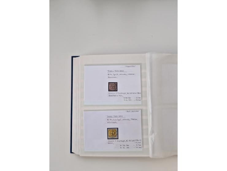 Baden bis Taxis, ungebrauchte und gestempelte Sammlungsbestand, jedes Stück mit ausführlicher Beschriftung auf Karten montier