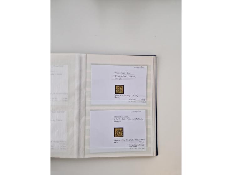 Baden bis Taxis, ungebrauchte und gestempelte Sammlungsbestand, jedes Stück mit ausführlicher Beschriftung auf Karten montier