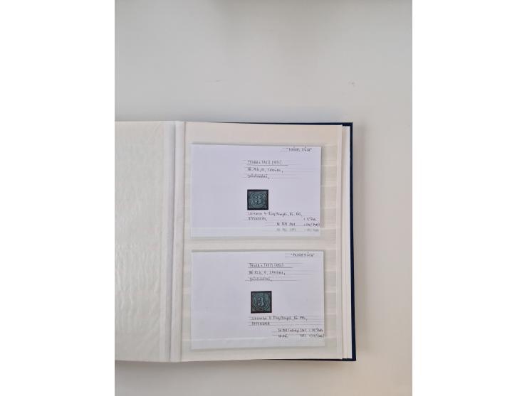 Baden bis Taxis, ungebrauchte und gestempelte Sammlungsbestand, jedes Stück mit ausführlicher Beschriftung auf Karten montier