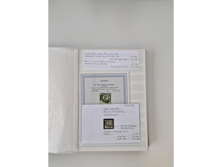 Baden bis Taxis, ungebrauchte und gestempelte Sammlungsbestand, jedes Stück mit ausführlicher Beschriftung auf Karten montier