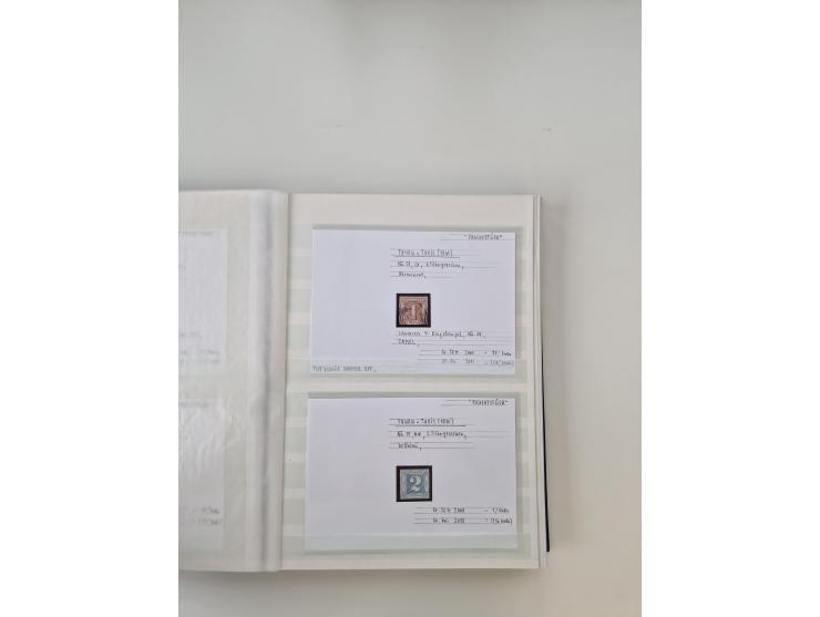 Baden bis Taxis, ungebrauchte und gestempelte Sammlungsbestand, jedes Stück mit ausführlicher Beschriftung auf Karten montier