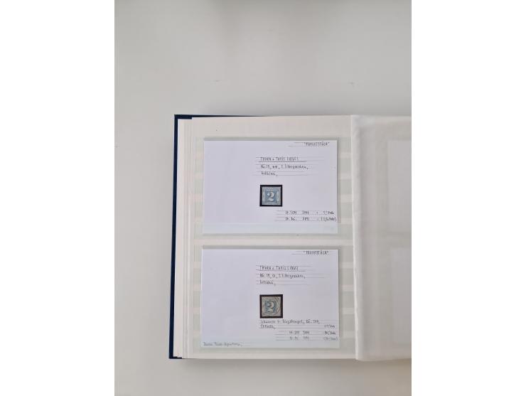 Baden bis Taxis, ungebrauchte und gestempelte Sammlungsbestand, jedes Stück mit ausführlicher Beschriftung auf Karten montier