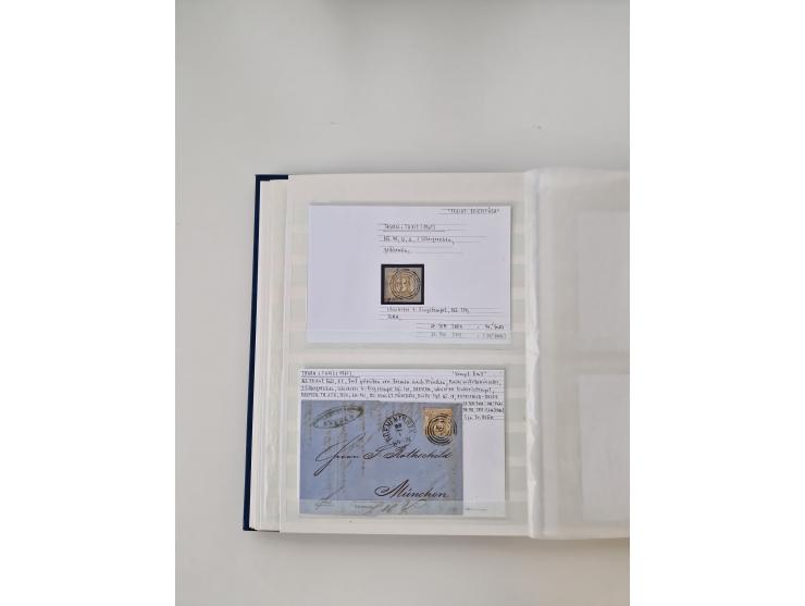 Baden bis Taxis, ungebrauchte und gestempelte Sammlungsbestand, jedes Stück mit ausführlicher Beschriftung auf Karten montier