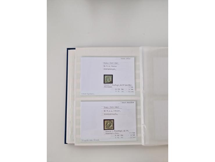 Baden bis Taxis, ungebrauchte und gestempelte Sammlungsbestand, jedes Stück mit ausführlicher Beschriftung auf Karten montier