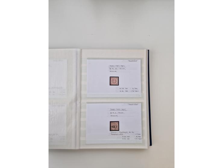 Baden bis Taxis, ungebrauchte und gestempelte Sammlungsbestand, jedes Stück mit ausführlicher Beschriftung auf Karten montier