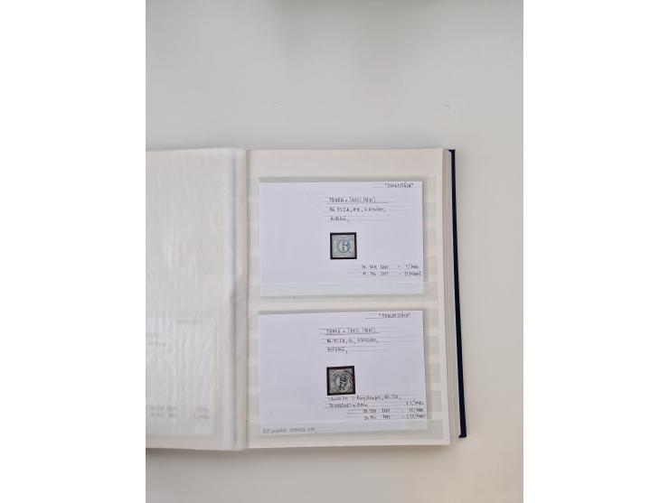 Baden bis Taxis, ungebrauchte und gestempelte Sammlungsbestand, jedes Stück mit ausführlicher Beschriftung auf Karten montier