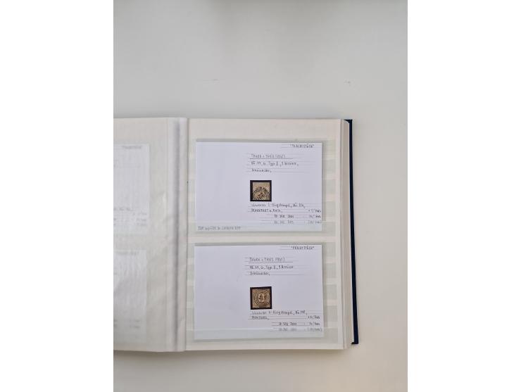 Baden bis Taxis, ungebrauchte und gestempelte Sammlungsbestand, jedes Stück mit ausführlicher Beschriftung auf Karten montier