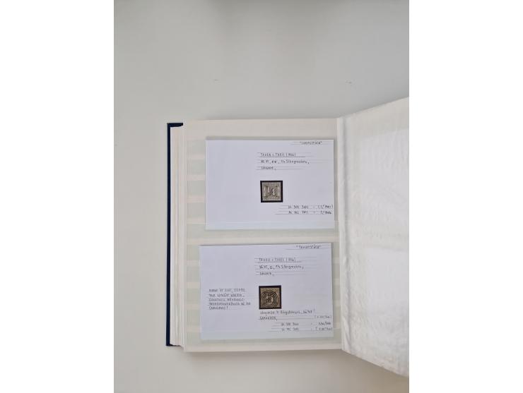 Baden bis Taxis, ungebrauchte und gestempelte Sammlungsbestand, jedes Stück mit ausführlicher Beschriftung auf Karten montier