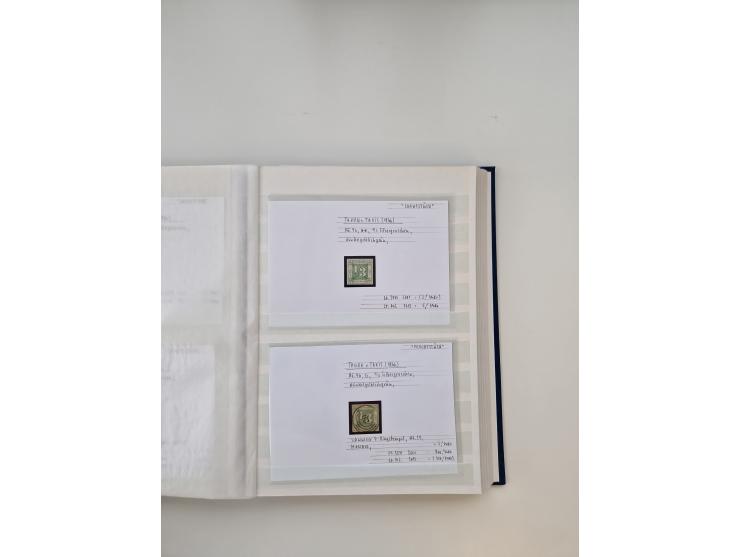 Baden bis Taxis, ungebrauchte und gestempelte Sammlungsbestand, jedes Stück mit ausführlicher Beschriftung auf Karten montier