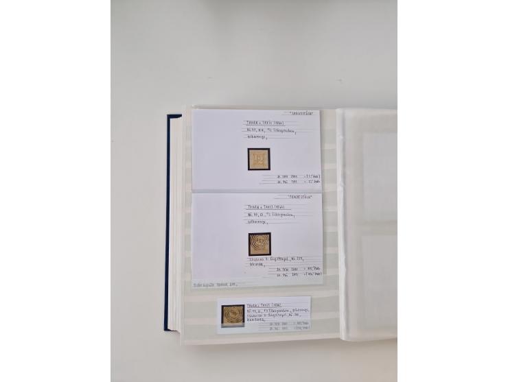 Baden bis Taxis, ungebrauchte und gestempelte Sammlungsbestand, jedes Stück mit ausführlicher Beschriftung auf Karten montier