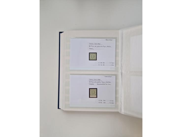 Baden bis Taxis, ungebrauchte und gestempelte Sammlungsbestand, jedes Stück mit ausführlicher Beschriftung auf Karten montier