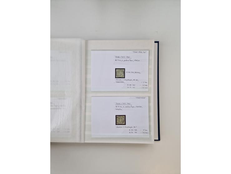 Baden bis Taxis, ungebrauchte und gestempelte Sammlungsbestand, jedes Stück mit ausführlicher Beschriftung auf Karten montier