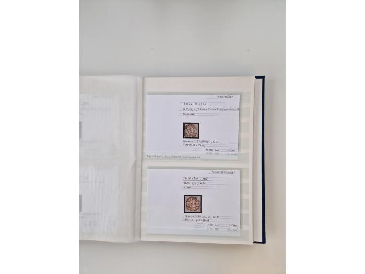 Baden bis Taxis, ungebrauchte und gestempelte Sammlungsbestand, jedes Stück mit ausführlicher Beschriftung auf Karten montier