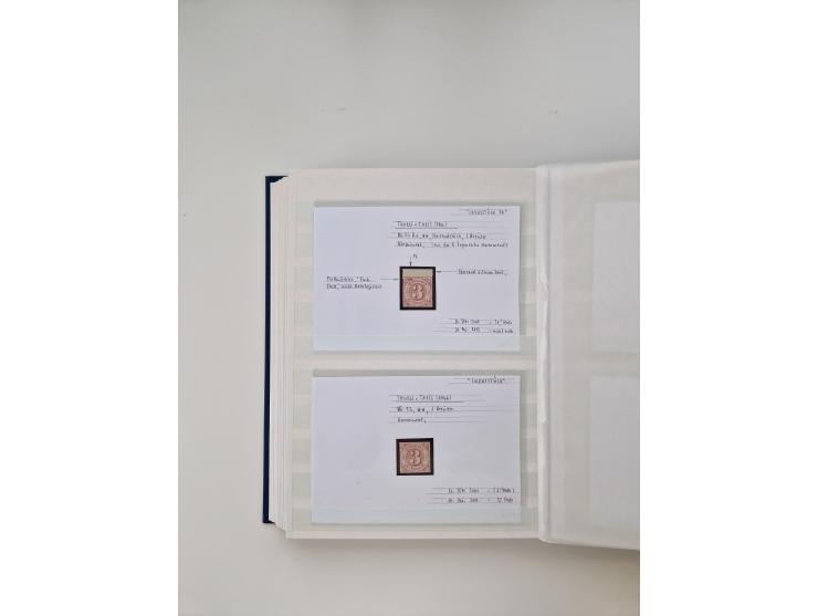 Baden bis Taxis, ungebrauchte und gestempelte Sammlungsbestand, jedes Stück mit ausführlicher Beschriftung auf Karten montier