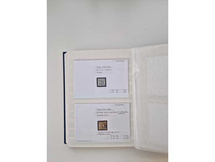 Baden bis Taxis, ungebrauchte und gestempelte Sammlungsbestand, jedes Stück mit ausführlicher Beschriftung auf Karten montier