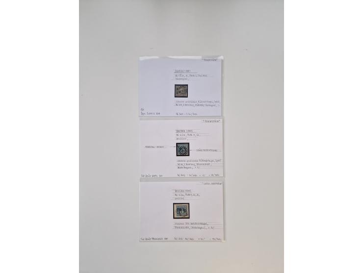 Baden bis Taxis, ungebrauchte und gestempelte Sammlungsbestand, jedes Stück mit ausführlicher Beschriftung auf Karten montier