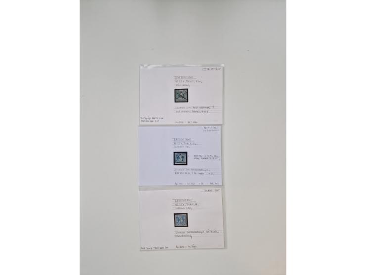 Baden bis Taxis, ungebrauchte und gestempelte Sammlungsbestand, jedes Stück mit ausführlicher Beschriftung auf Karten montier