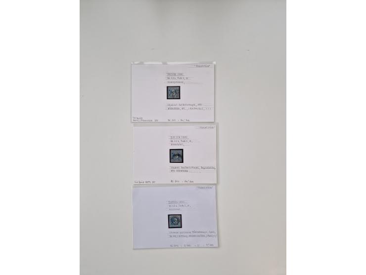 Baden bis Taxis, ungebrauchte und gestempelte Sammlungsbestand, jedes Stück mit ausführlicher Beschriftung auf Karten montier