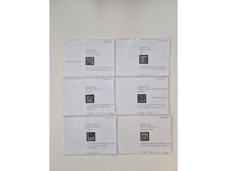 Baden bis Taxis, ungebrauchte und gestempelte Sammlungsbestand, jedes Stück mit ausführlicher Beschriftung auf Karten montier