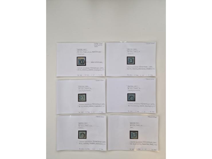 Baden bis Taxis, ungebrauchte und gestempelte Sammlungsbestand, jedes Stück mit ausführlicher Beschriftung auf Karten montier