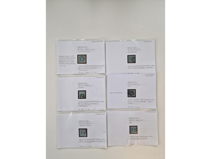 Baden bis Taxis, ungebrauchte und gestempelte Sammlungsbestand, jedes Stück mit ausführlicher Beschriftung auf Karten montier