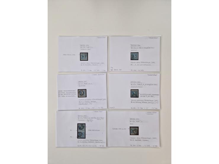 Baden bis Taxis, ungebrauchte und gestempelte Sammlungsbestand, jedes Stück mit ausführlicher Beschriftung auf Karten montier