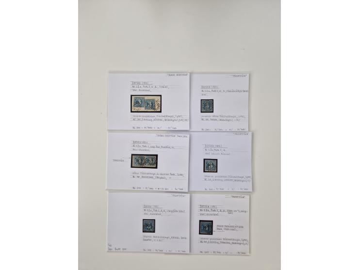 Baden bis Taxis, ungebrauchte und gestempelte Sammlungsbestand, jedes Stück mit ausführlicher Beschriftung auf Karten montier