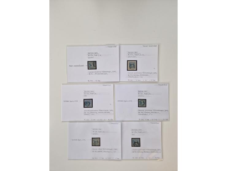 Baden bis Taxis, ungebrauchte und gestempelte Sammlungsbestand, jedes Stück mit ausführlicher Beschriftung auf Karten montier