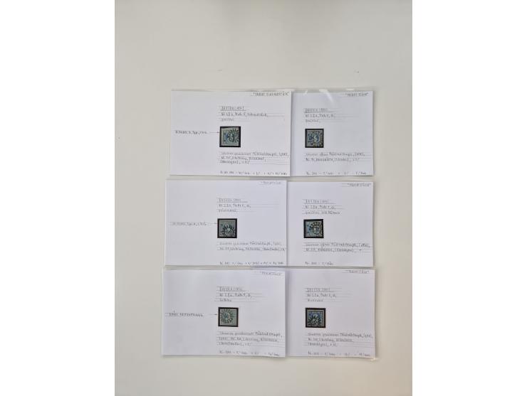 Baden bis Taxis, ungebrauchte und gestempelte Sammlungsbestand, jedes Stück mit ausführlicher Beschriftung auf Karten montier