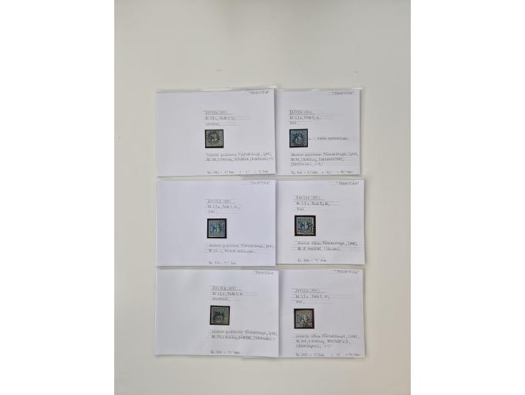 Baden bis Taxis, ungebrauchte und gestempelte Sammlungsbestand, jedes Stück mit ausführlicher Beschriftung auf Karten montier