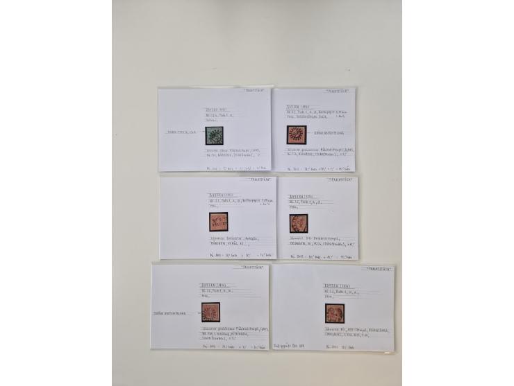 Baden bis Taxis, ungebrauchte und gestempelte Sammlungsbestand, jedes Stück mit ausführlicher Beschriftung auf Karten montier