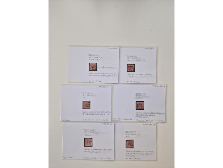 Baden bis Taxis, ungebrauchte und gestempelte Sammlungsbestand, jedes Stück mit ausführlicher Beschriftung auf Karten montier
