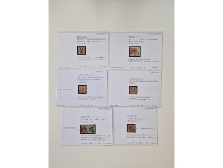 Baden bis Taxis, ungebrauchte und gestempelte Sammlungsbestand, jedes Stück mit ausführlicher Beschriftung auf Karten montier