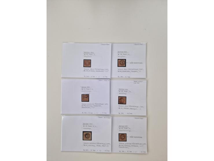 Baden bis Taxis, ungebrauchte und gestempelte Sammlungsbestand, jedes Stück mit ausführlicher Beschriftung auf Karten montier