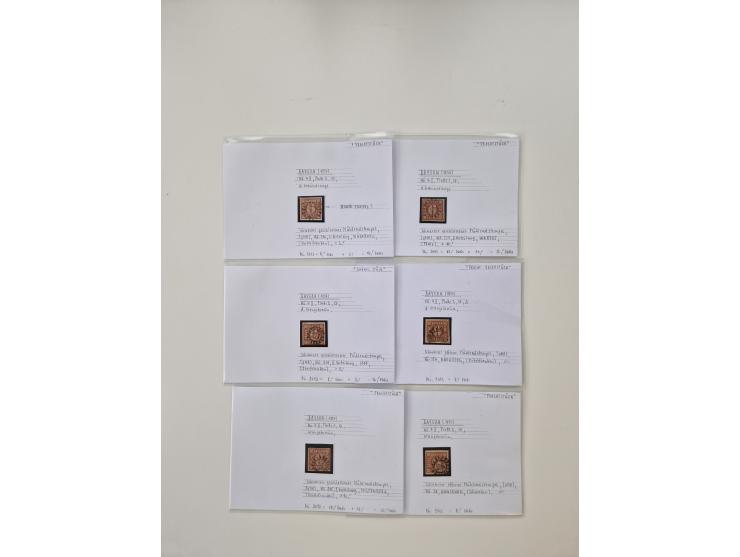 Baden bis Taxis, ungebrauchte und gestempelte Sammlungsbestand, jedes Stück mit ausführlicher Beschriftung auf Karten montier
