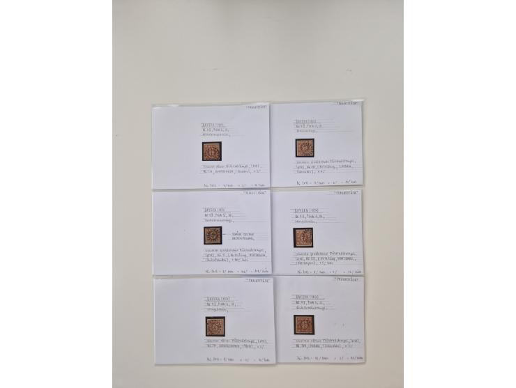 Baden bis Taxis, ungebrauchte und gestempelte Sammlungsbestand, jedes Stück mit ausführlicher Beschriftung auf Karten montier