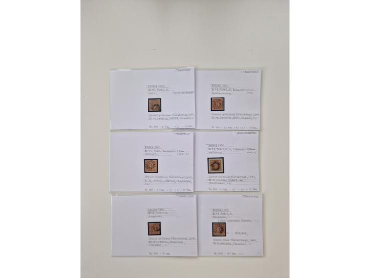 Baden bis Taxis, ungebrauchte und gestempelte Sammlungsbestand, jedes Stück mit ausführlicher Beschriftung auf Karten montier