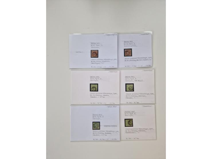 Baden bis Taxis, ungebrauchte und gestempelte Sammlungsbestand, jedes Stück mit ausführlicher Beschriftung auf Karten montier
