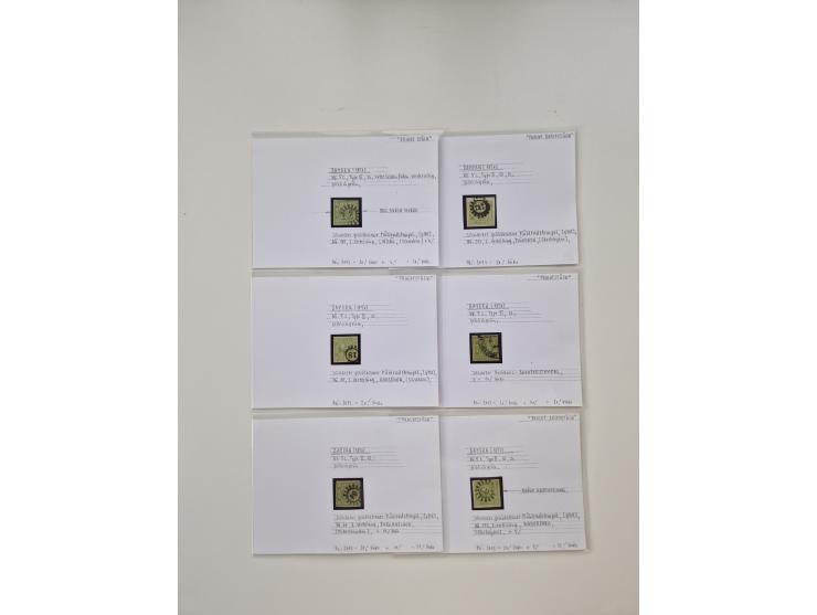 Baden bis Taxis, ungebrauchte und gestempelte Sammlungsbestand, jedes Stück mit ausführlicher Beschriftung auf Karten montier