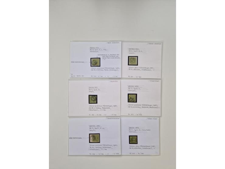Baden bis Taxis, ungebrauchte und gestempelte Sammlungsbestand, jedes Stück mit ausführlicher Beschriftung auf Karten montier