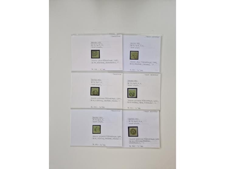 Baden bis Taxis, ungebrauchte und gestempelte Sammlungsbestand, jedes Stück mit ausführlicher Beschriftung auf Karten montier