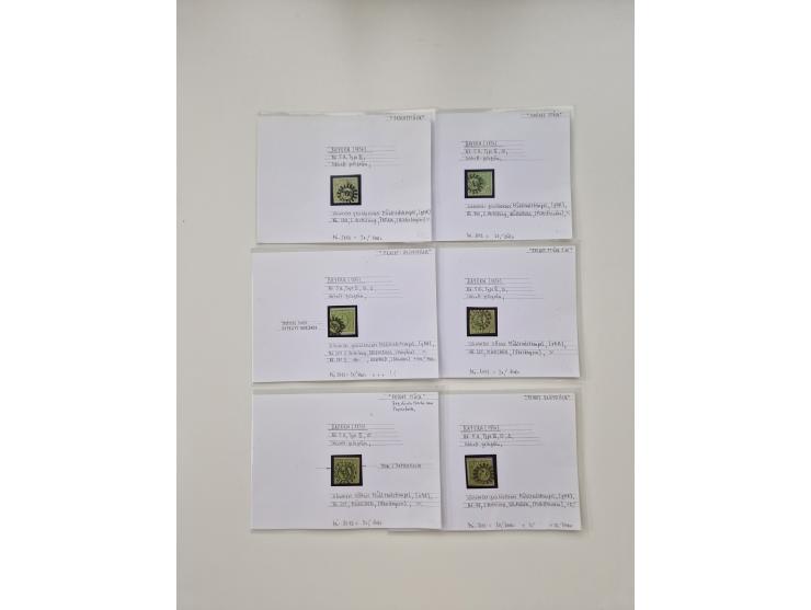 Baden bis Taxis, ungebrauchte und gestempelte Sammlungsbestand, jedes Stück mit ausführlicher Beschriftung auf Karten montier