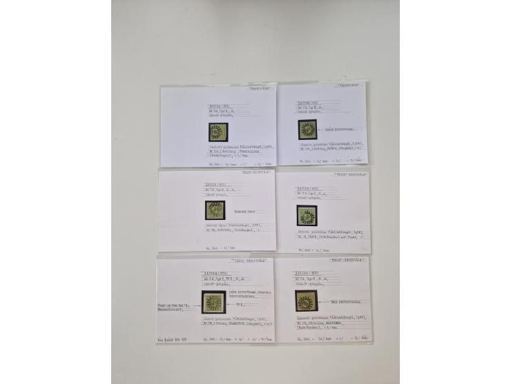 Baden bis Taxis, ungebrauchte und gestempelte Sammlungsbestand, jedes Stück mit ausführlicher Beschriftung auf Karten montier